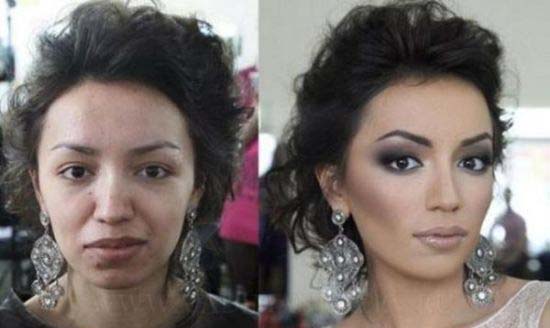 دختر با آرایش و بدون آرایش + عکس
