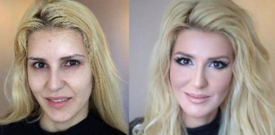 دختر با آرایش و بدون آرایش + عکس