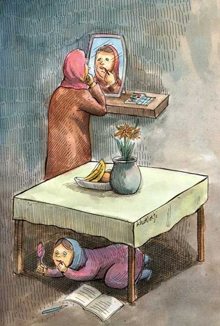 کاریکاتور خنده دار از آرایش زیاد خانم ها