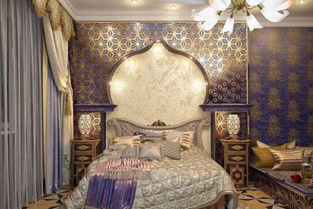 مجموعه چیدمان ودکوراسیون اتاق خواب مجلل وسلطنتی