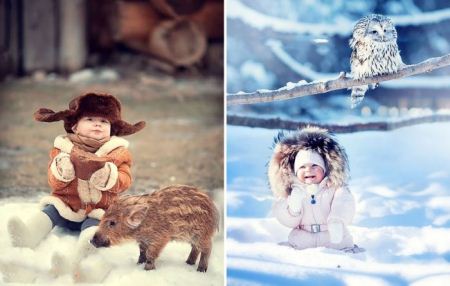 عکس های دیدنی و جالب از بازی کودکان ناز با حیوانات