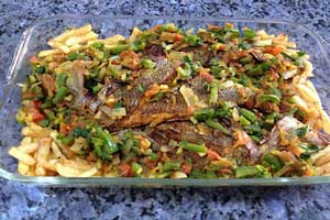 طرز تهیه ماهى و سبزيجات در فر برای مهمانی عید