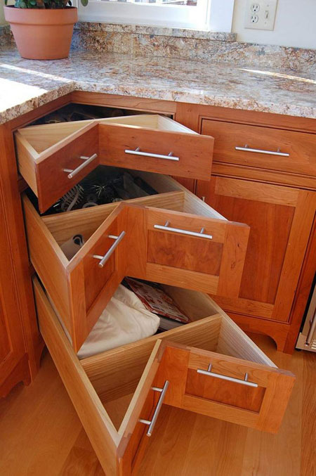مدل کابینت گوشه آشپزخانه با طراحی و رنگ جدید