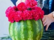 ایده ساخت گلدان جالب با پوست هندوانه